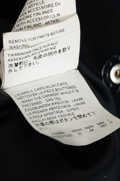 Max Mara Studio Black Wool Fur-Collar Pintuck Coat