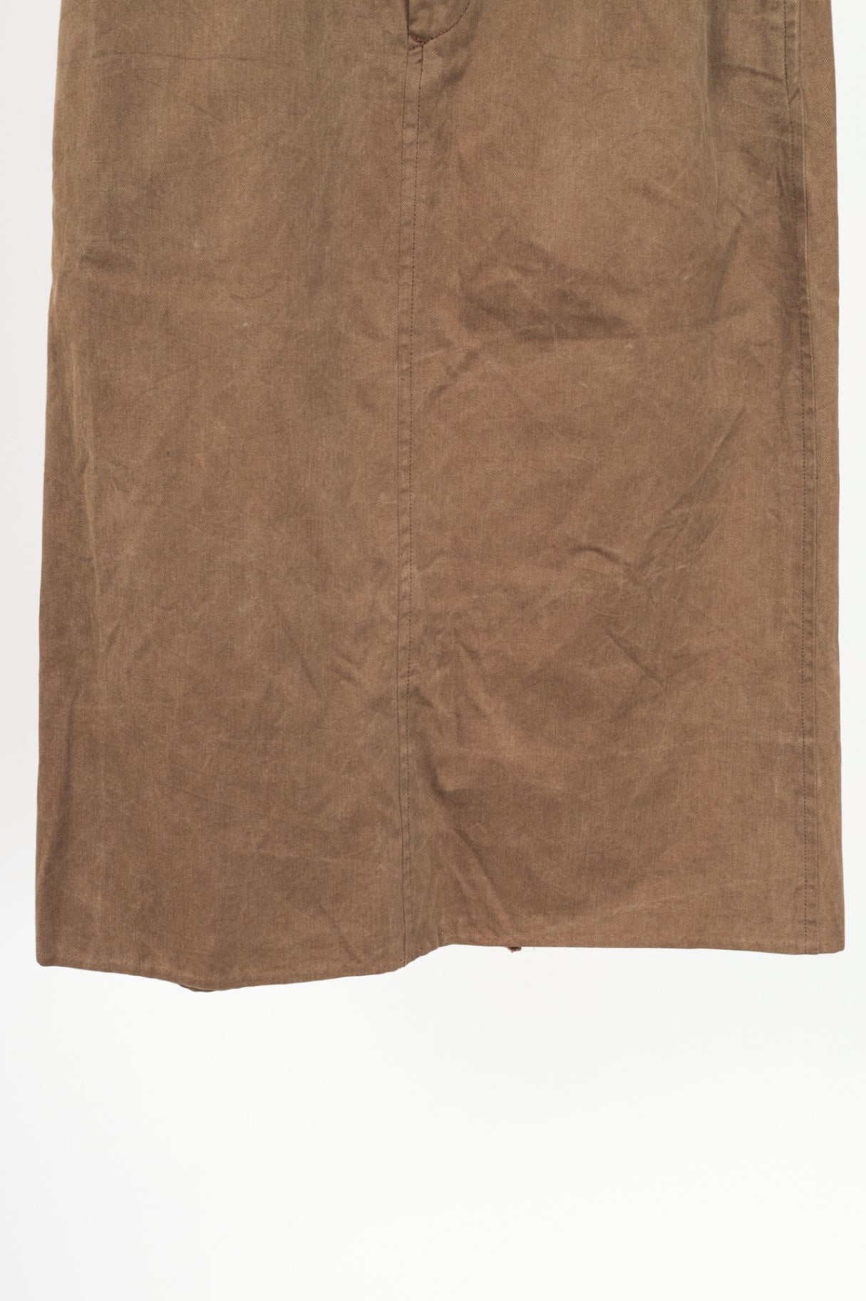 Y's Brown Cotton Twill Midi Skirt