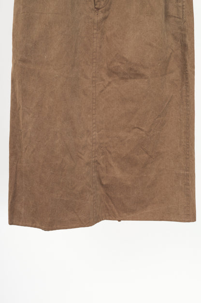 Y's Brown Cotton Twill Midi Skirt
