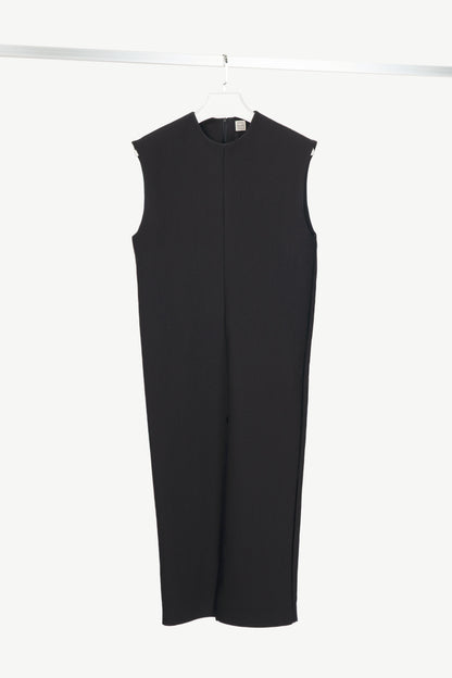 Toteme Strongoli Black Split-Front Crepe Midi Dress