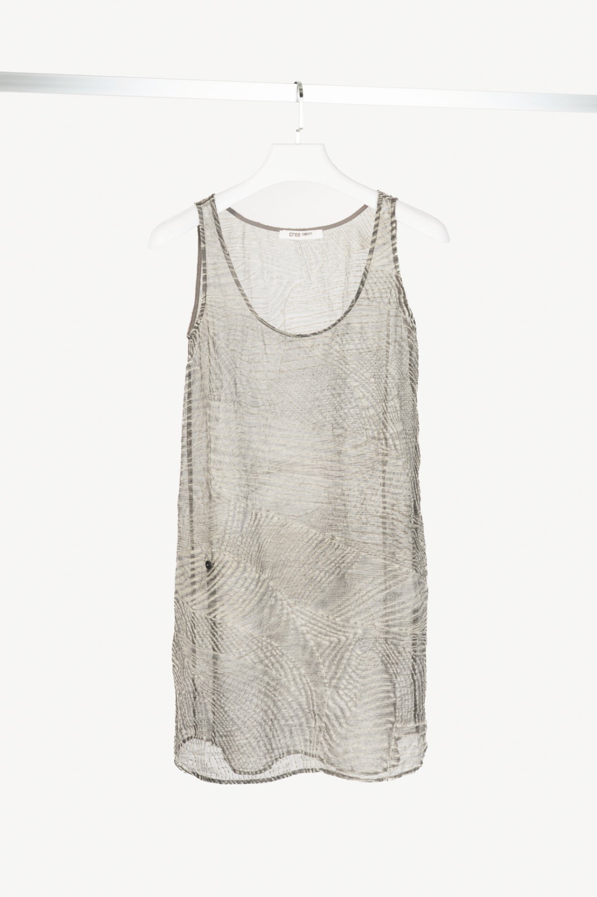 Crea Concept Grey Silk Sheer Gauze Tank Dress
