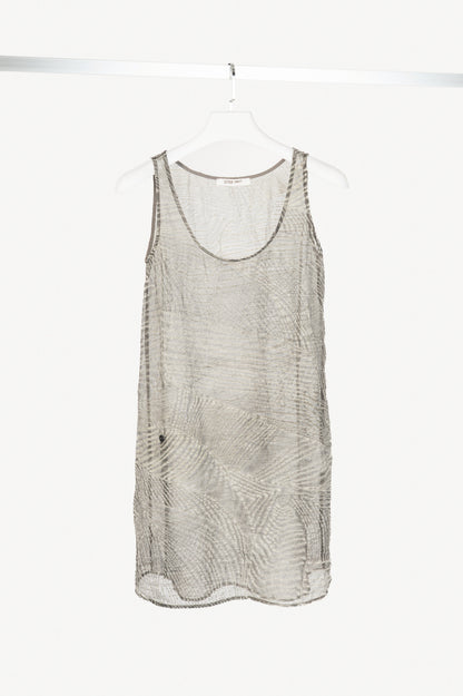 Crea Concept Grey Silk Sheer Gauze Tank Dress