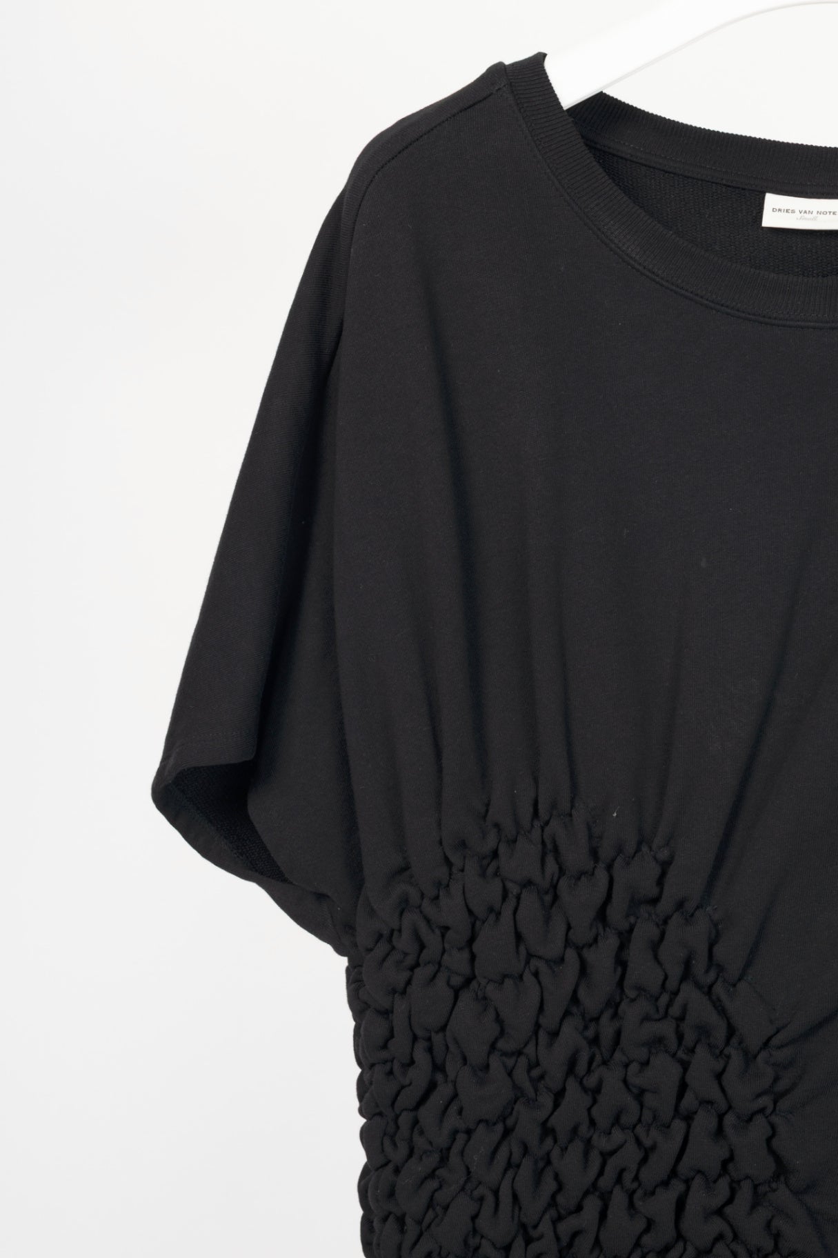 Dries Van Noten Hatir Black French Terry Ruched Mini Dress