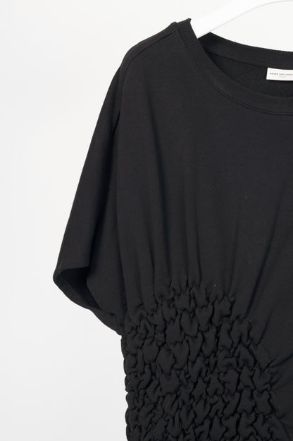 Dries Van Noten Hatir Black French Terry Ruched Mini Dress