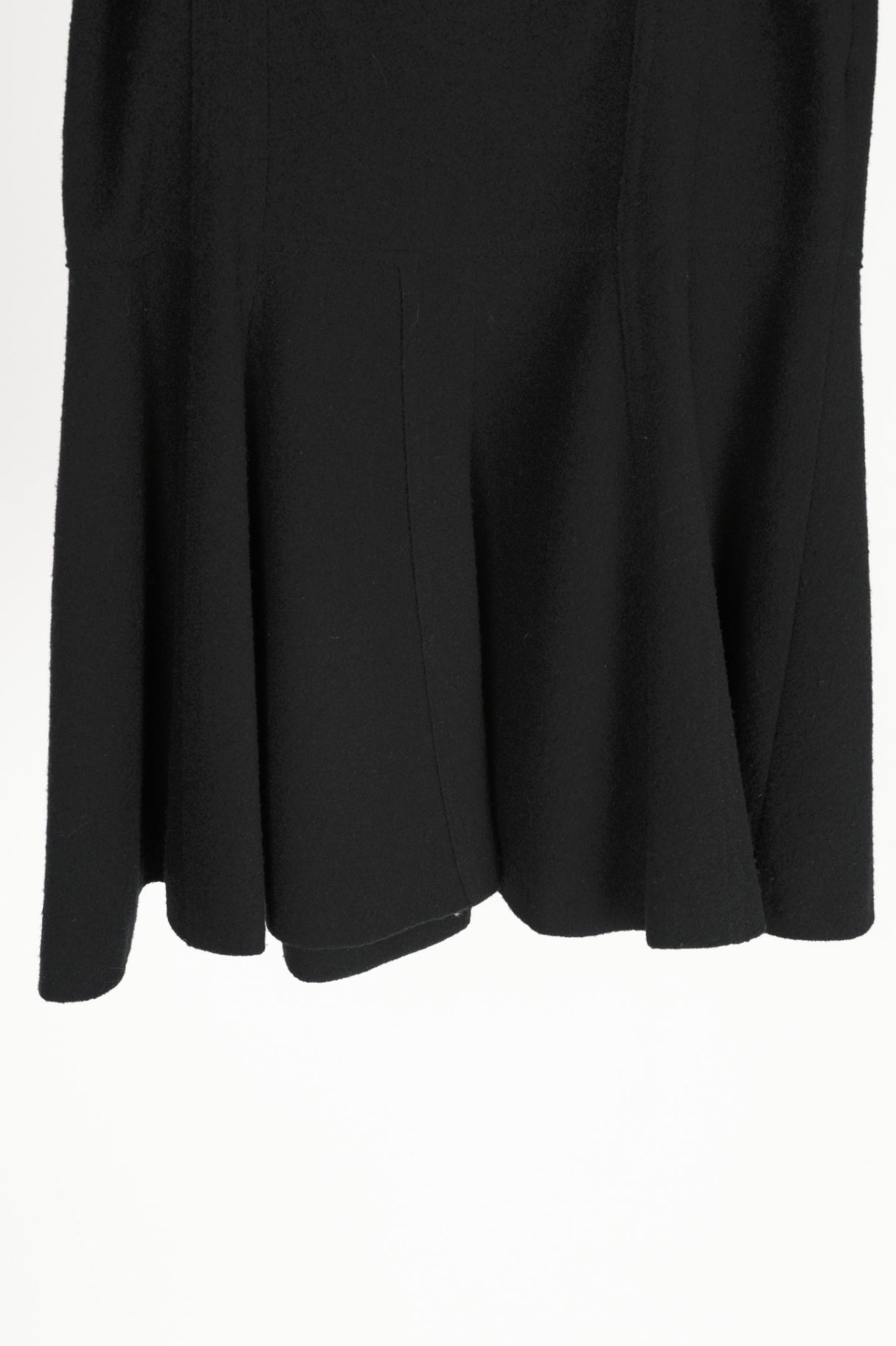 Luisa Cerano Black Boiled-Wool Belted Flared Skirt
