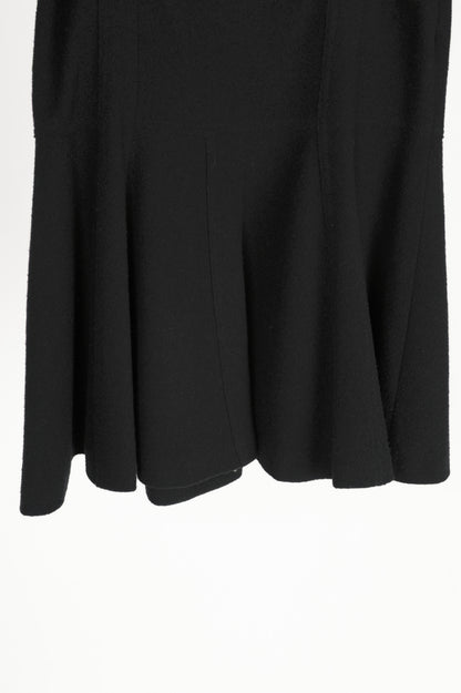 Luisa Cerano Black Boiled-Wool Belted Flared Skirt