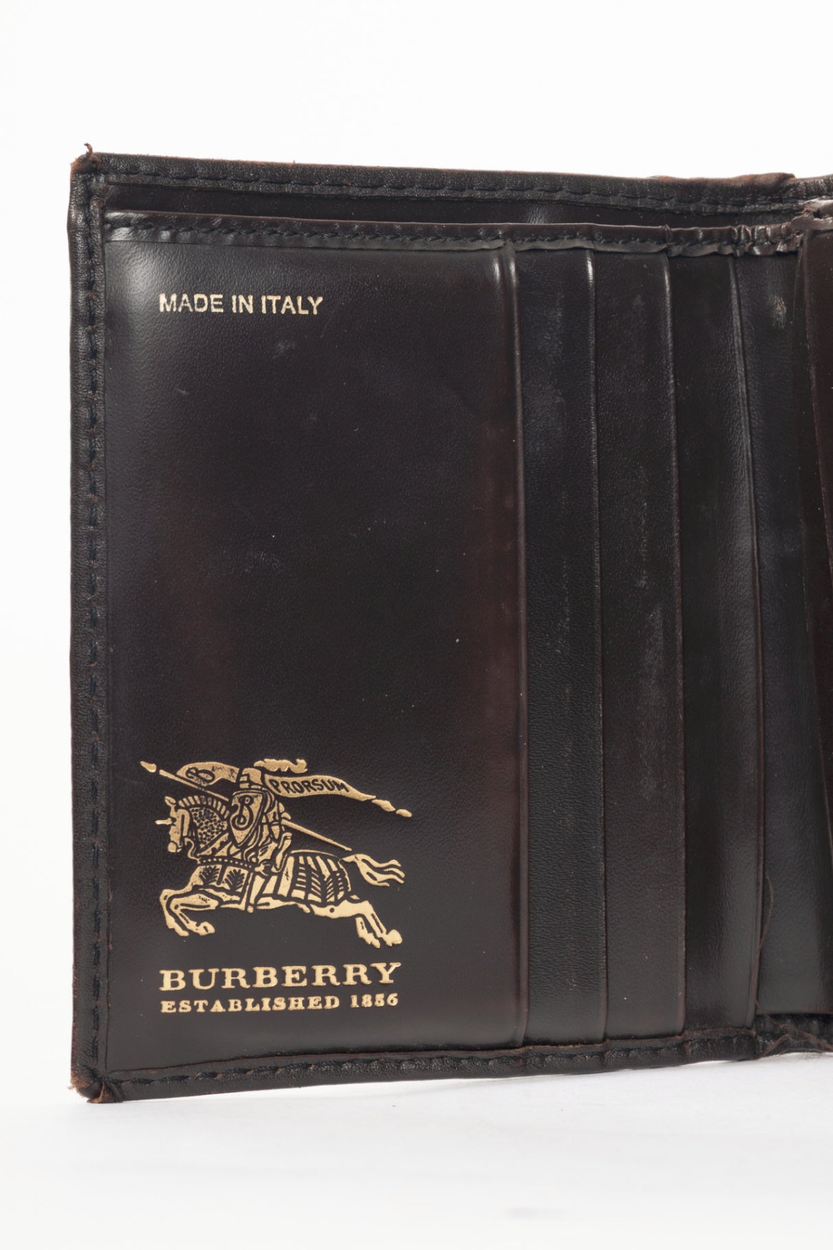 Burberry Credcoin "Chocolate" Haymarket Check Leather-Trim Wallet 