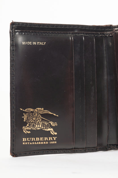 Burberry Credcoin "Chocolate" Haymarket Check Leather-Trim Wallet 