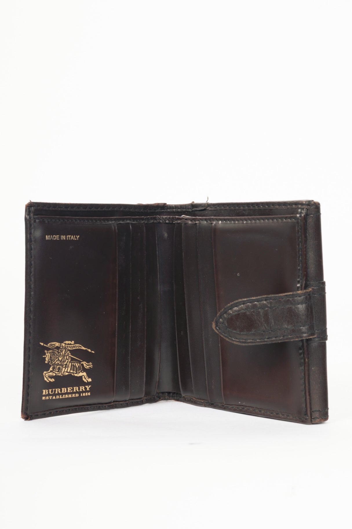 Burberry Credcoin "Chocolate" Haymarket Check Leather-Trim Wallet 