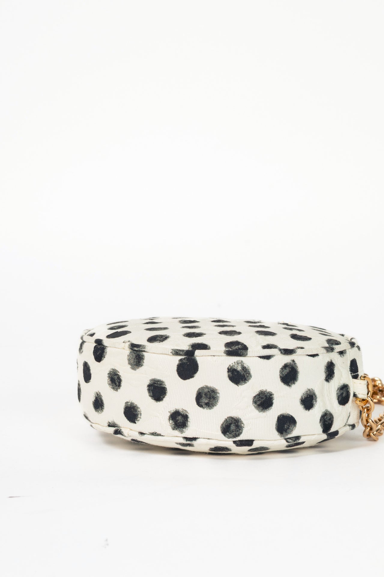 Dolce & Gabbana Glam Black & White Polka-Dot Circle Bag