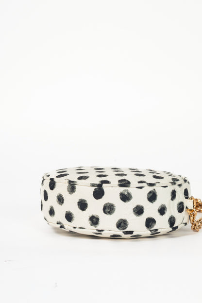 Dolce & Gabbana Glam Black & White Polka-Dot Circle Bag