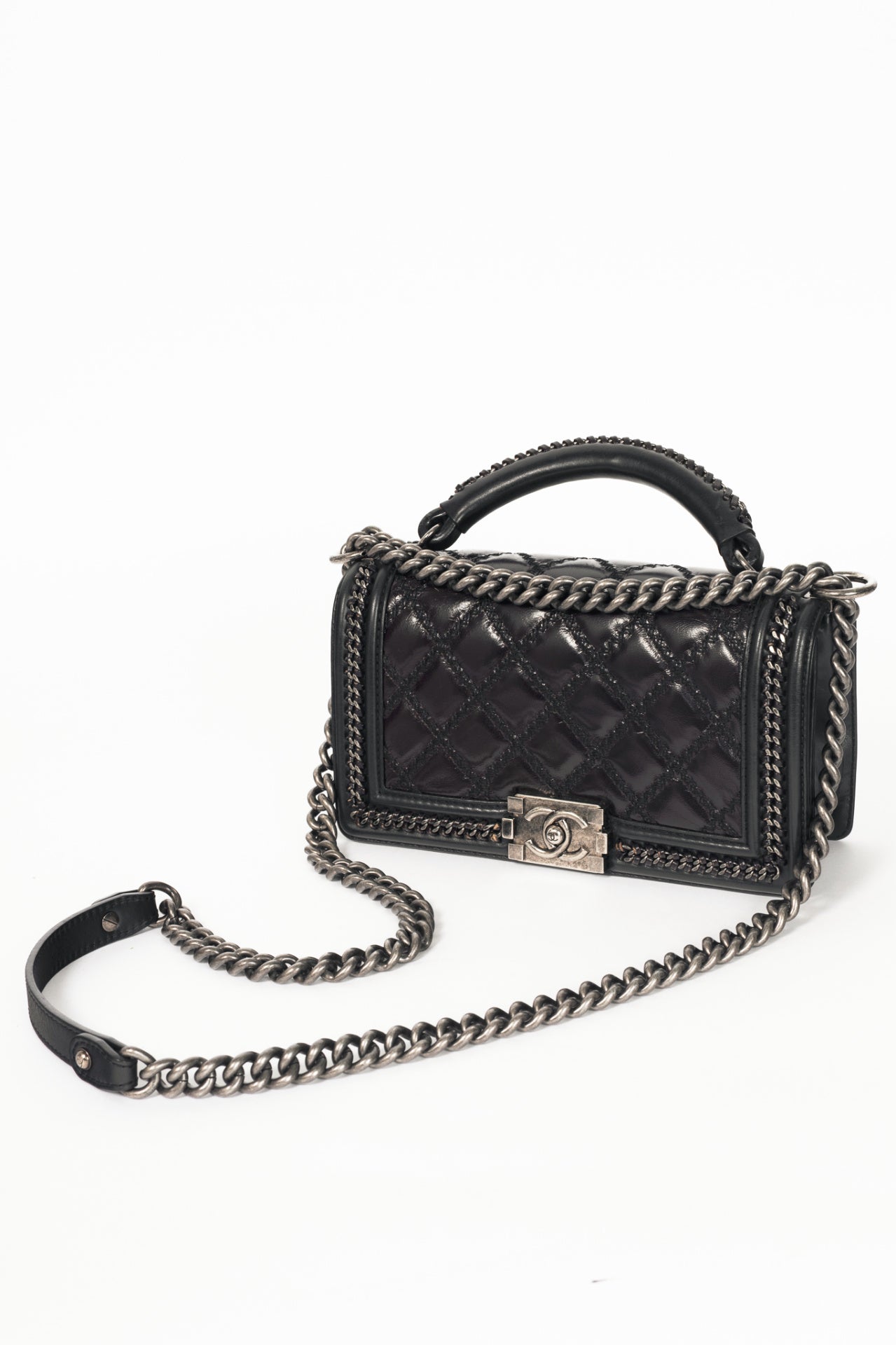 Chanel Medium Boy Brown & Black Quilted Leather Whipstitch Flap Bag