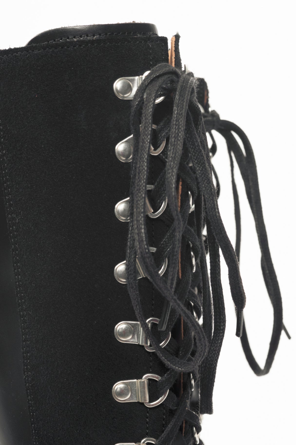 Grenson Nanette Black Colorado Leather & Suede Lace-Up Hi Boots