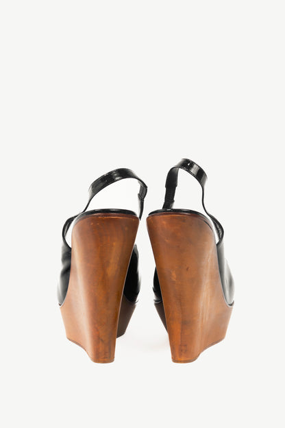 Chloe Scintilla Nero Patent Slingback Wedges