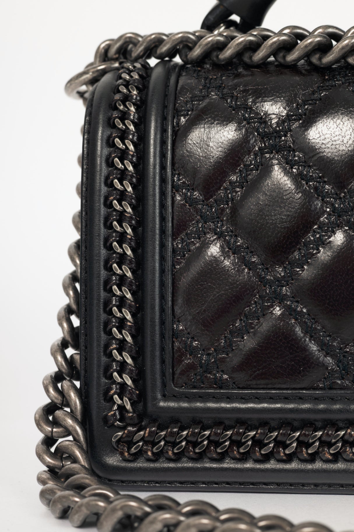 Chanel Medium Boy Brown & Black Quilted Leather Whipstitch Flap Bag