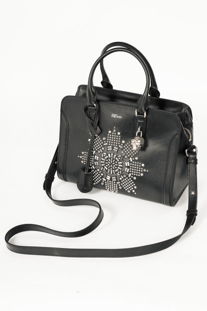 Alexander McQueen Medium Padlock Black Leather Studded Tote