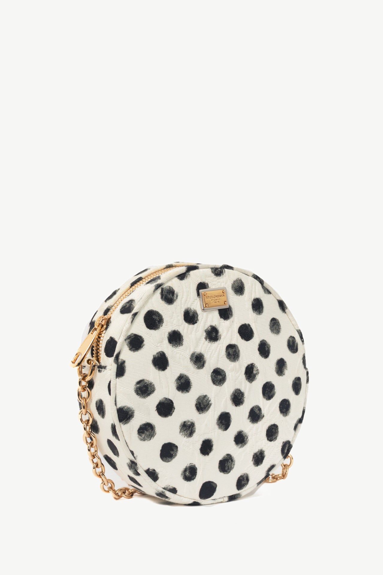 Dolce & Gabbana Glam Black & White Polka-Dot Circle Bag