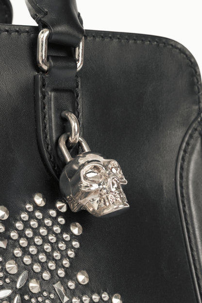 Alexander McQueen Medium Padlock Black Leather Studded Tote