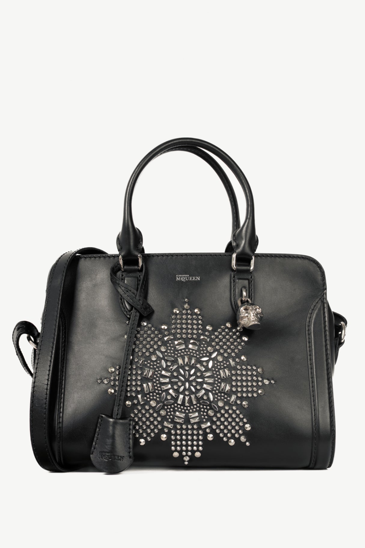 Alexander McQueen Medium Padlock Black Leather Studded Tote