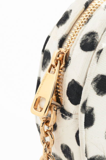 Dolce & Gabbana Glam Black & White Polka-Dot Circle Bag