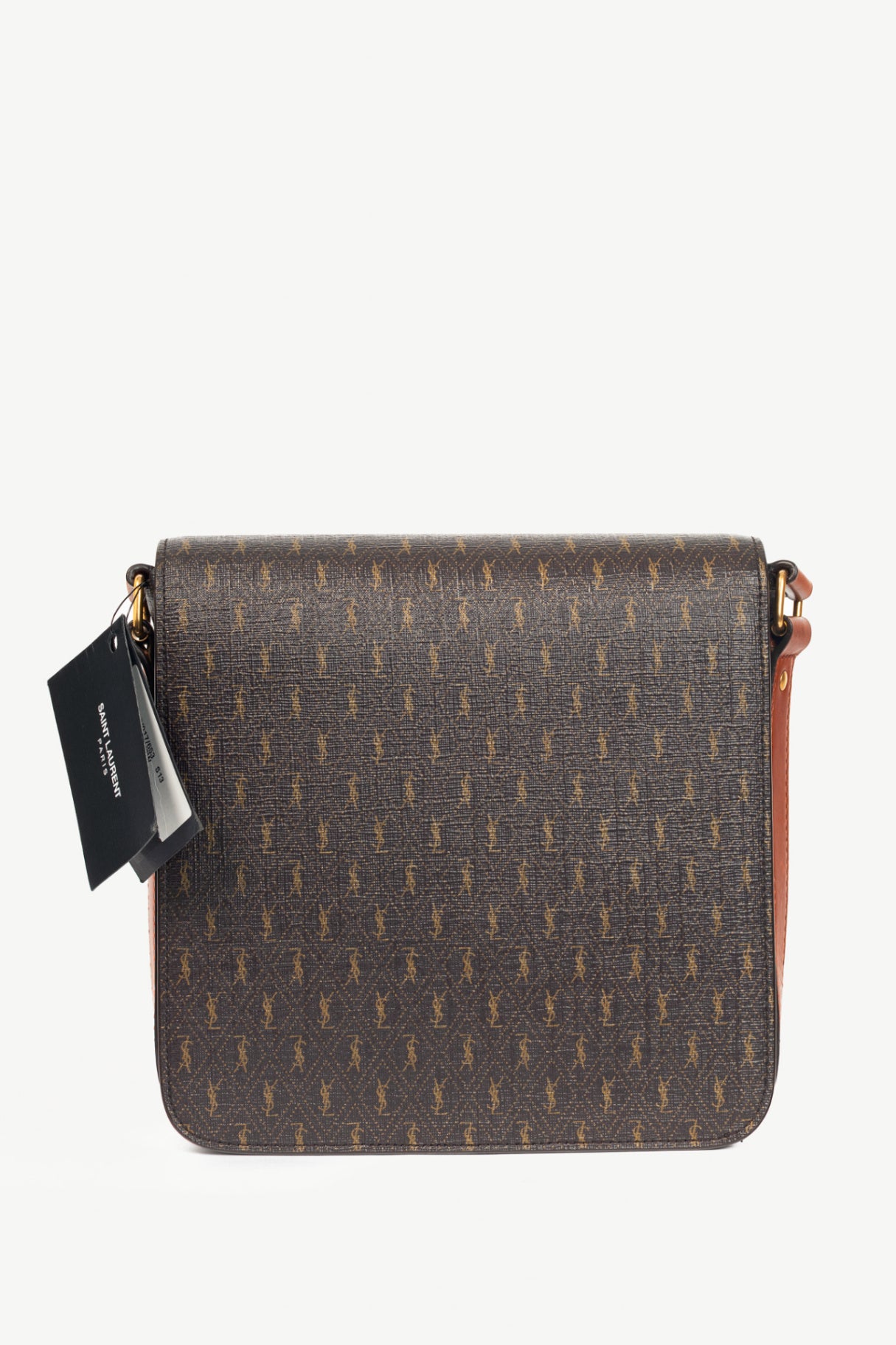Saint Laurent YSL Chocolate, Khaki & Brown Monogramme Satchel