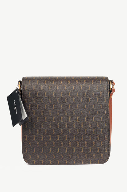 Saint Laurent YSL Chocolate, Khaki & Brown Monogramme Satchel