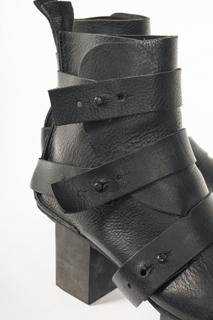 Trippen Free Black Strappy Geta Ankle Boots