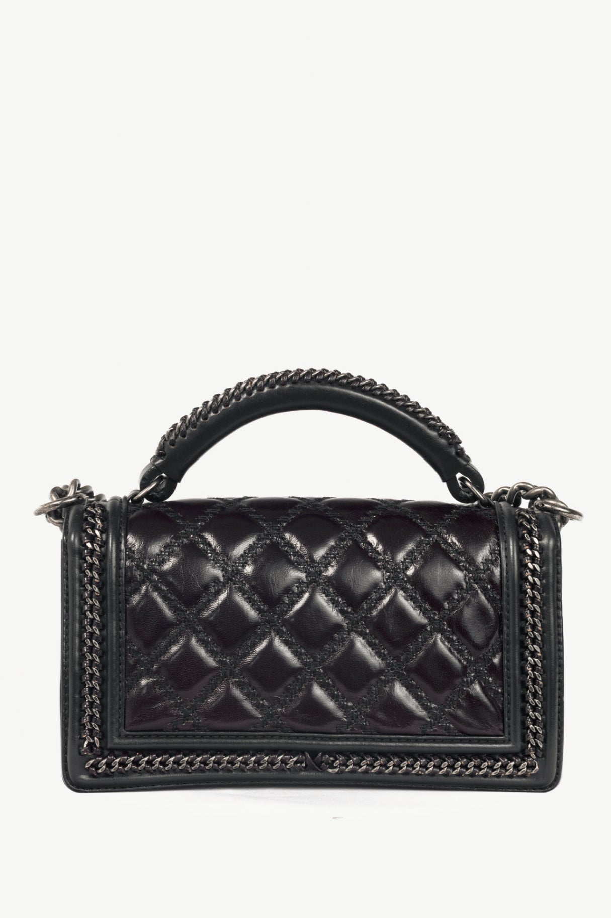 Chanel Medium Boy Brown & Black Quilted Leather Whipstitch Flap Bag