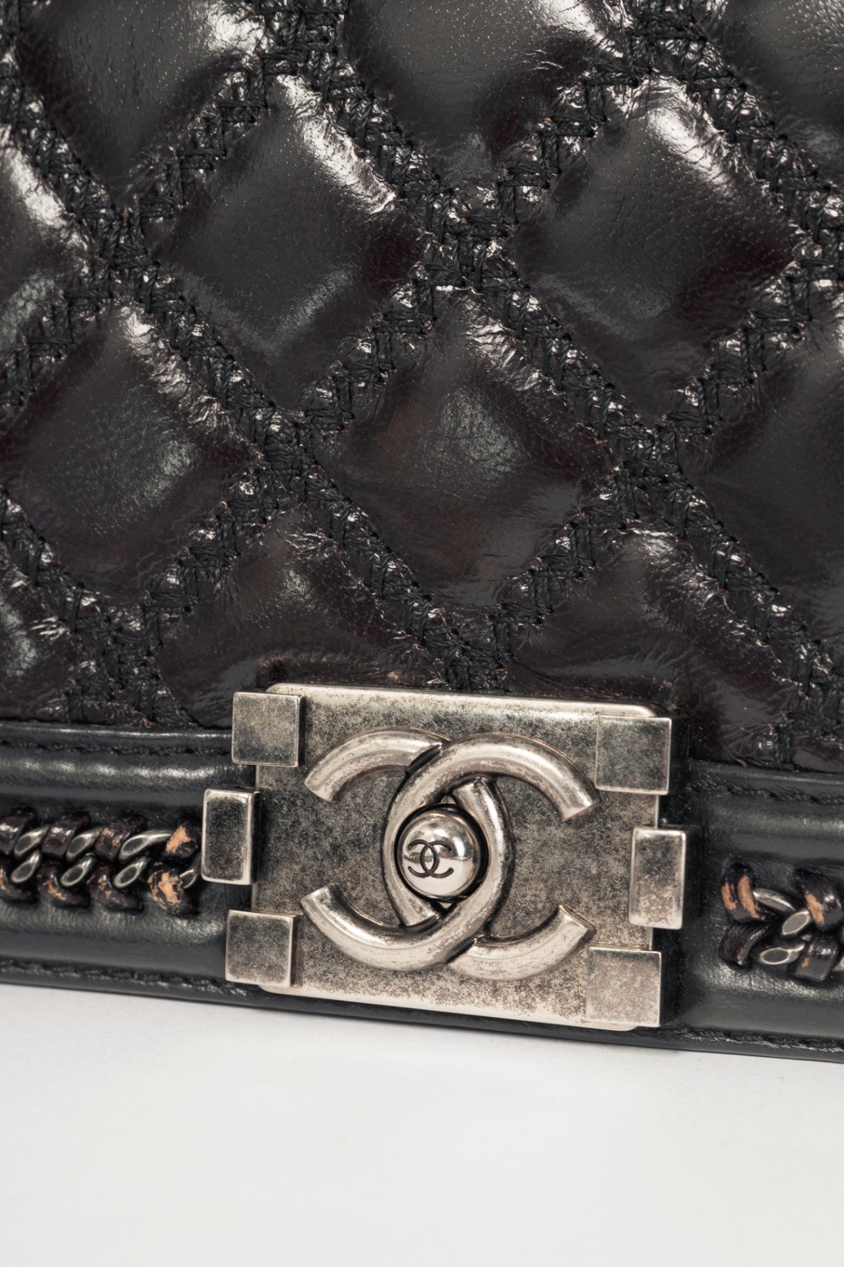 Chanel Medium Boy Brown & Black Quilted Leather Whipstitch Flap Bag