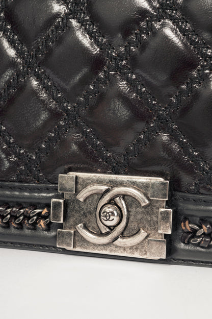 Chanel Medium Boy Brown & Black Quilted Leather Whipstitch Flap Bag