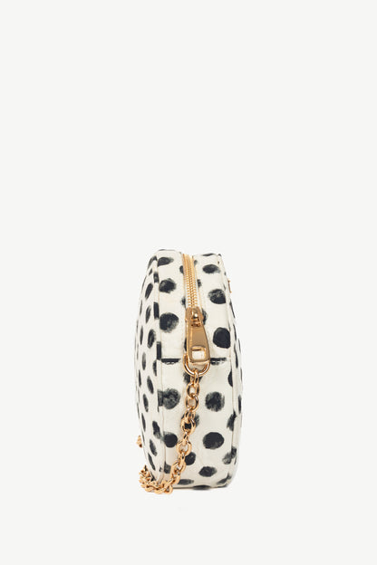 Dolce & Gabbana Glam Black & White Polka-Dot Circle Bag