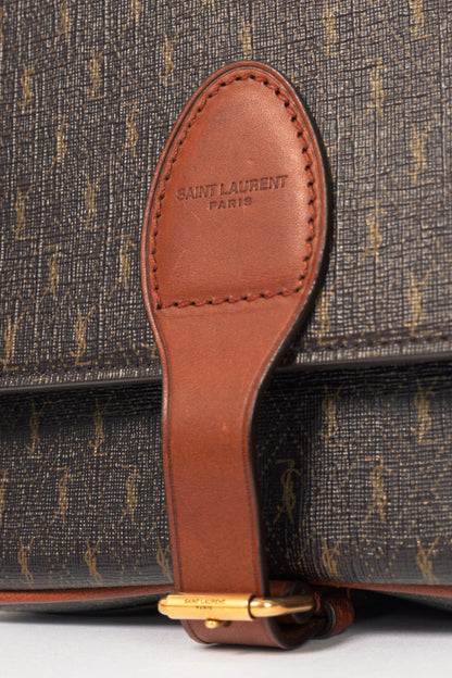 Saint Laurent YSL Chocolate, Khaki & Brown Monogramme Satchel