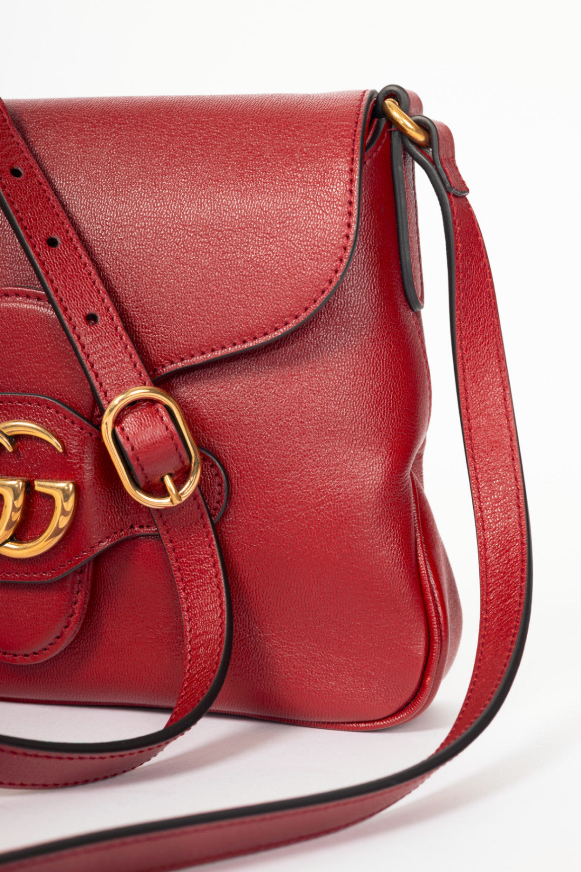 Gucci Dahlia Cherry Red Sakai Calf Lux GG Flap Crossbody