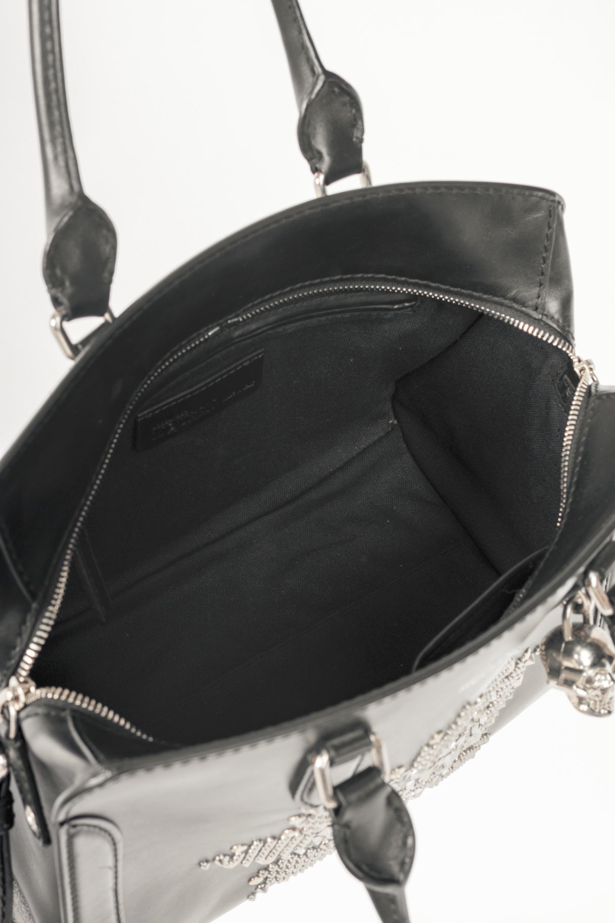 Alexander McQueen Medium Padlock Black Leather Studded Tote