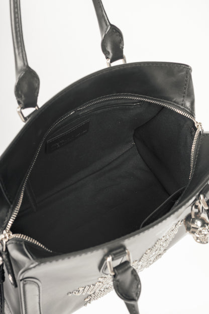 Alexander McQueen Medium Padlock Black Leather Studded Tote