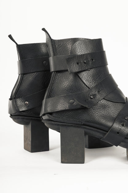 Trippen Free Black Strappy Geta Ankle Boots