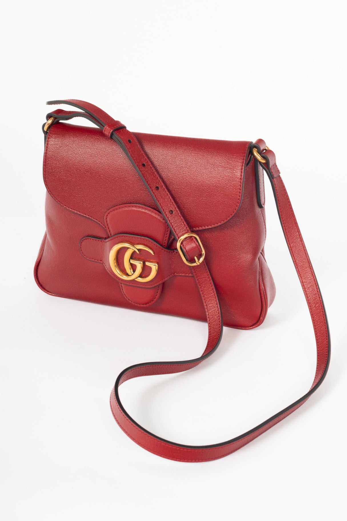 Gucci Dahlia Cherry Red Sakai Calf Lux GG Flap Crossbody