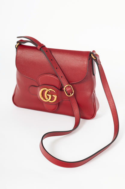 Gucci Dahlia Cherry Red Sakai Calf Lux GG Flap Crossbody