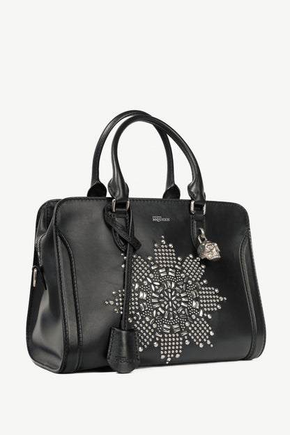 Alexander McQueen Medium Padlock Black Leather Studded Tote