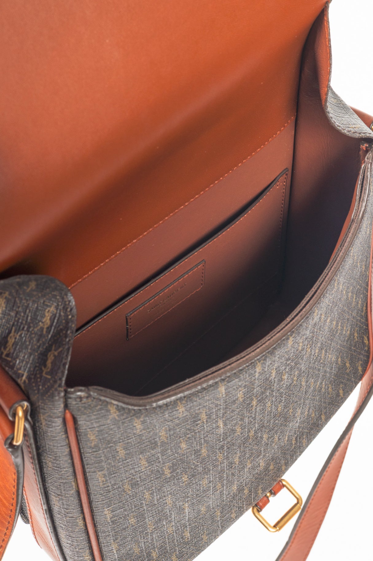 Saint Laurent YSL Chocolate, Khaki & Brown Monogramme Satchel