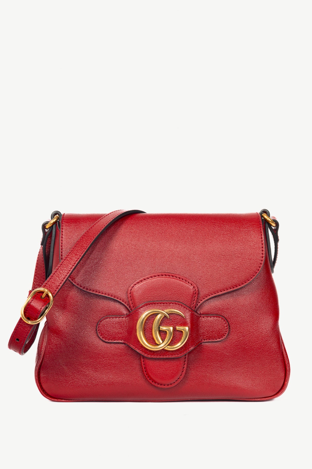 Gucci Dahlia Cherry Red Sakai Calf Lux GG Flap Crossbody