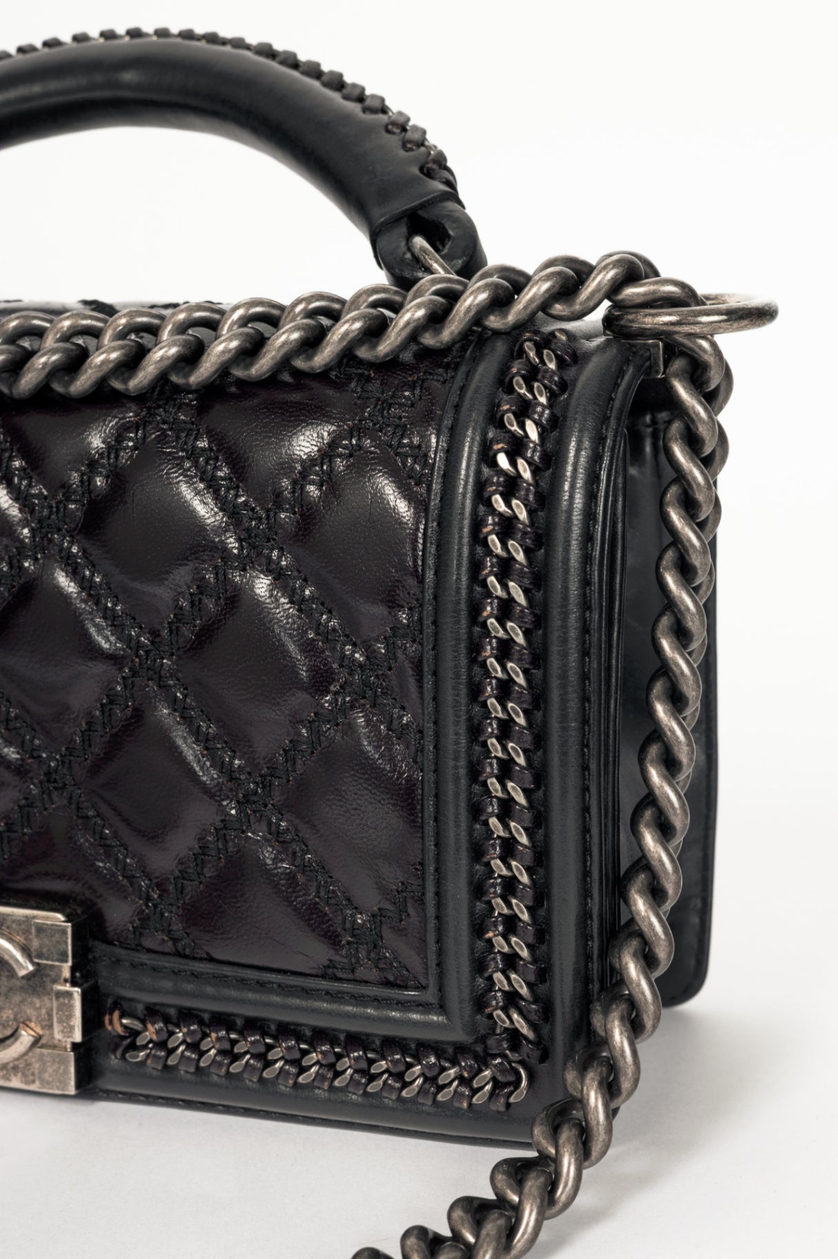 Chanel Medium Boy Brown & Black Quilted Leather Whipstitch Flap Bag