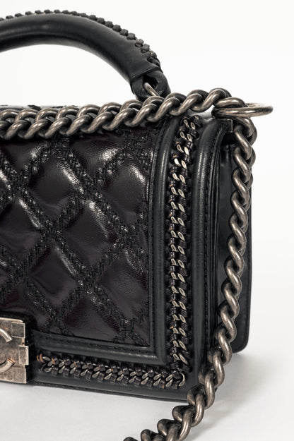 Chanel Medium Boy Brown & Black Quilted Leather Whipstitch Flap Bag
