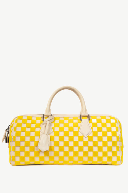 Louis Vuitton SS13 Runway Speedy East West Yellow Damier Cubic Handbag