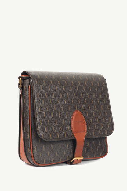 Saint Laurent YSL Chocolate, Khaki & Brown Monogramme Satchel