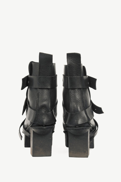 Trippen Free Black Strappy Geta Ankle Boots
