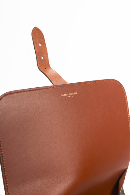Saint Laurent YSL Chocolate, Khaki & Brown Monogramme Satchel