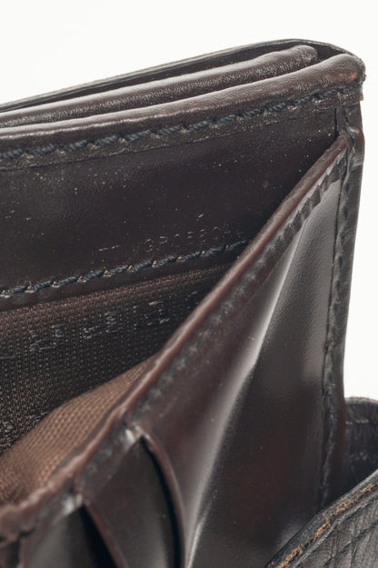 Burberry Credcoin "Chocolate" Haymarket Check Leather-Trim Wallet 