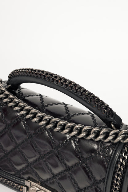 Chanel Medium Boy Brown & Black Quilted Leather Whipstitch Flap Bag