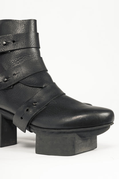 Trippen Free Black Strappy Geta Ankle Boots